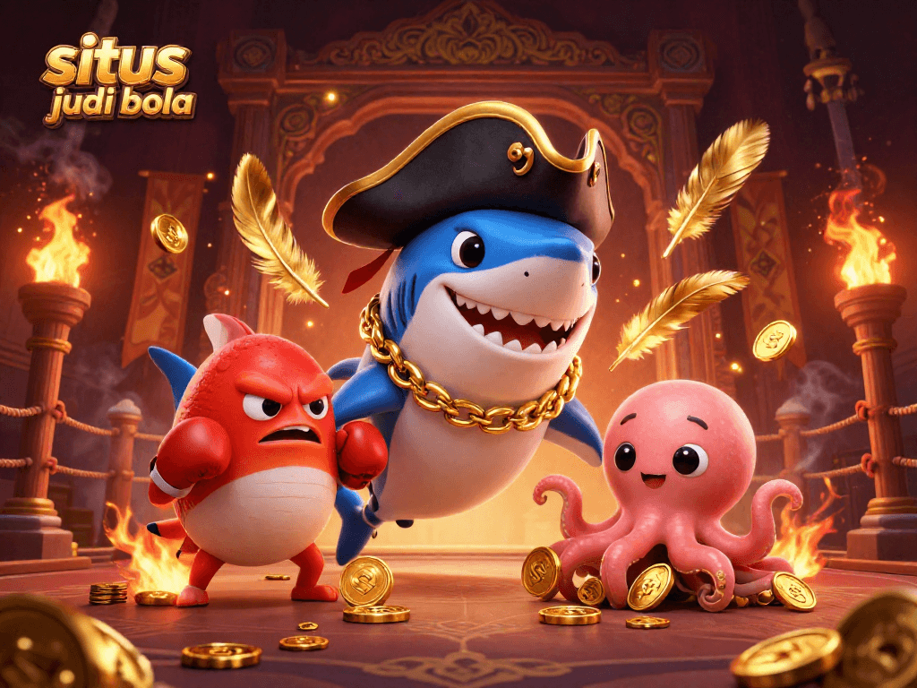 Place bets at situs judi bola with a lively pirate-themed illustration showcasing excitement in sports betting.