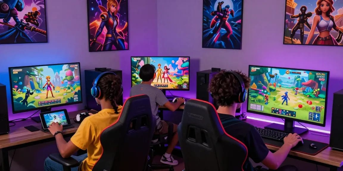 Experience engaging gameplay with diverse characters in vibrant porn games online in a cozy gaming room.