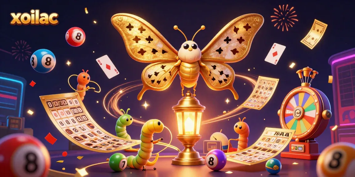 Experience exhilarating gambling fun with Xoilac's captivating 3D casino illustration featuring vibrant lottery elements.