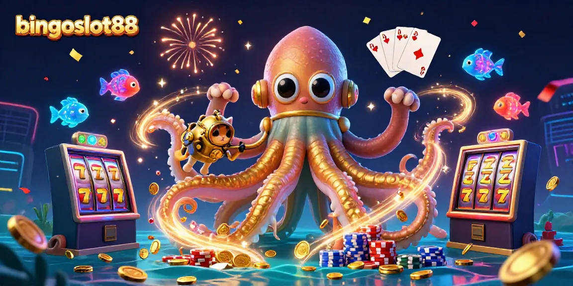 Menangkan pengalaman menakjubkan di bingoslot88 dengan ilustrasi kasino bertema laut yang kaya warna.
