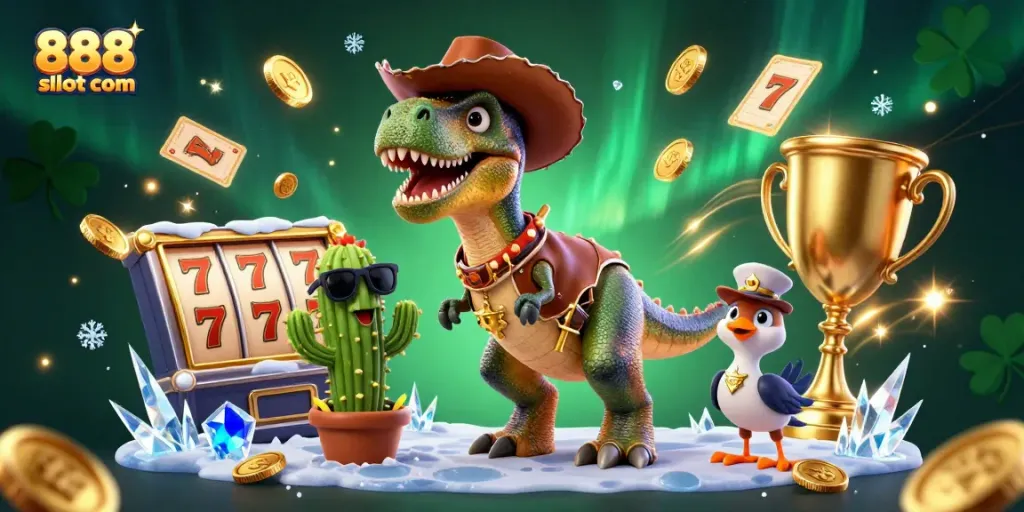 Engage in thrilling gameplay at 888slot com with vibrant jackpot illustrations and dynamic characters.