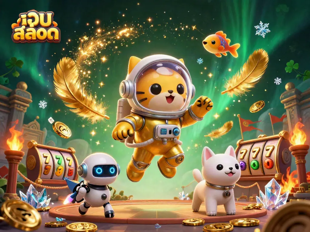 Experience thrilling เว็บ สล็อต gaming with a vibrant 3D illustration featuring engaging characters and casino elements.