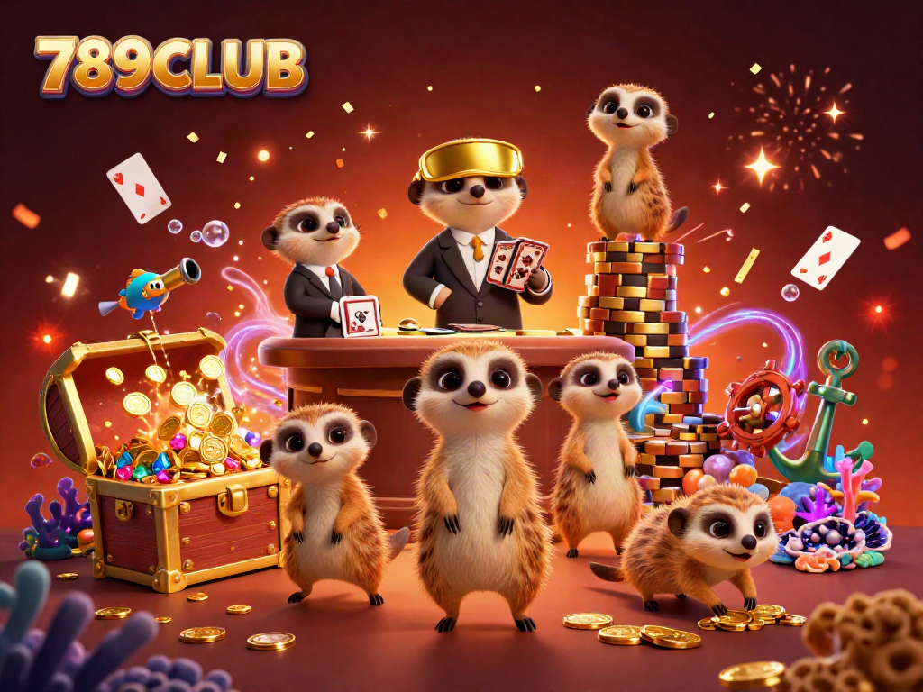Experience the exciting world of 789CLUB with meerkats running a vibrant casino operation.