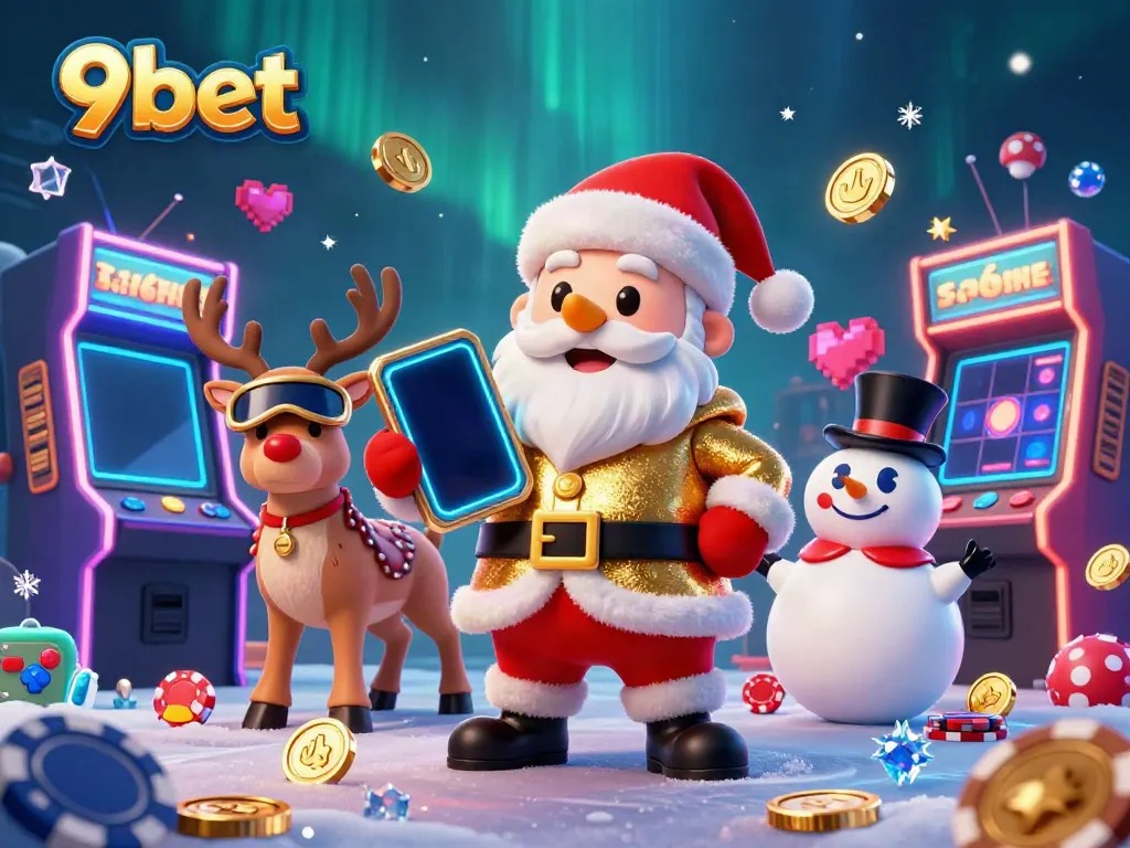 Experience big wins daily with 9bet featuring animated casino characters in a festive setting.