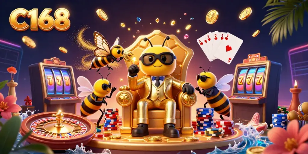 Experience vibrant casino excitement with C168, featuring a mob boss and luxurious elements.