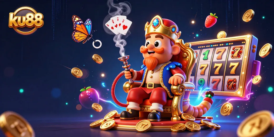 Engage with captivating ku88 jackpots and vibrant slot games in this dynamic illustration.