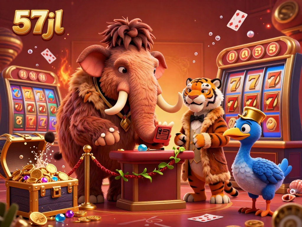 Experience the lively 57jl casino scene with a woolly mammoth bouncer, VIP saber-tooth tiger, and treasures galore.