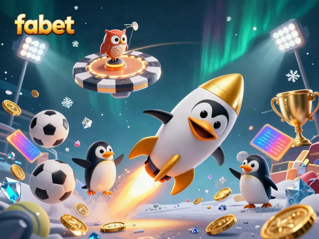Experience high-stakes excitement in fabet: the golden penguin blasts through a casino space of thrilling games.