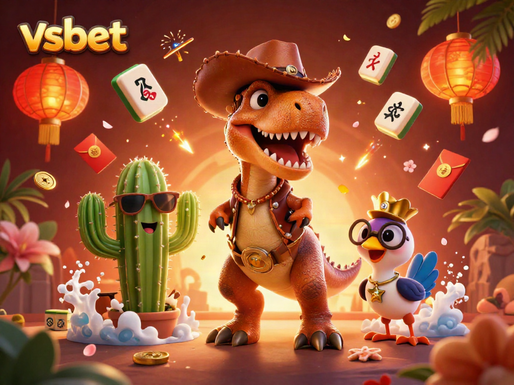 Experience thrilling gambling action with vsbet in this vibrant 3D casino illustration.