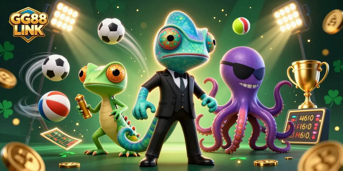 Engage with GG88 LINK through an exciting 3D illustration showcasing dynamic casino elements.