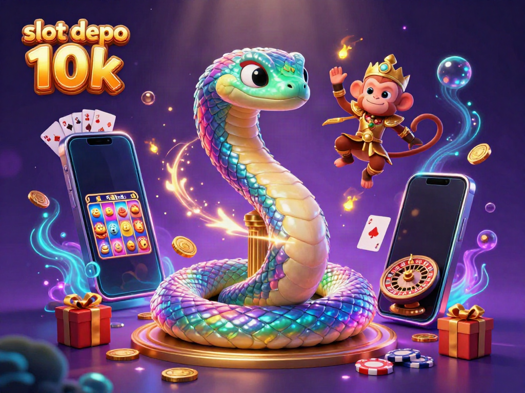 Engage with slot depo 10k action in a dynamic 3D illustration of Casino and Rich Gaming Elements.