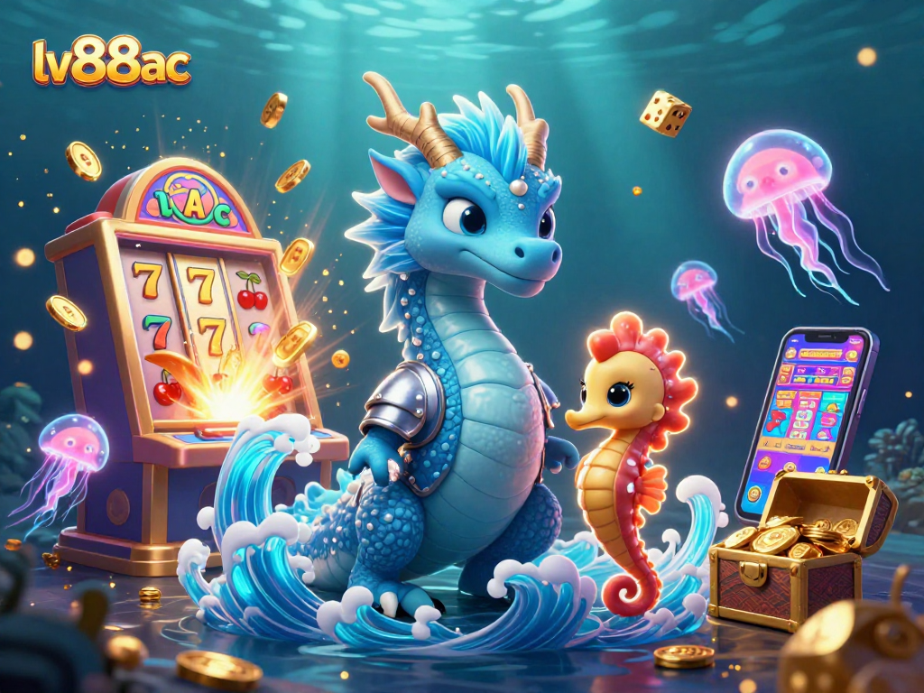 Experience vibrant casino action with lv88ac's thrilling slot scenes featuring a dragon and seahorse knight.