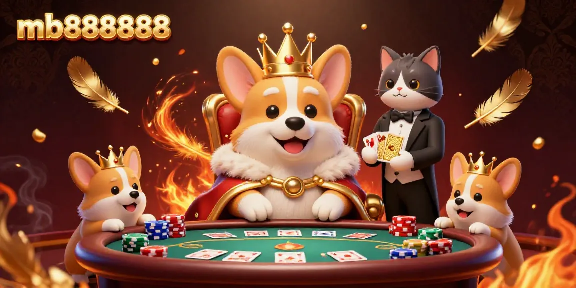 Experience thrilling gameplay at mb888888 with royal corgis and vibrant poker elements.