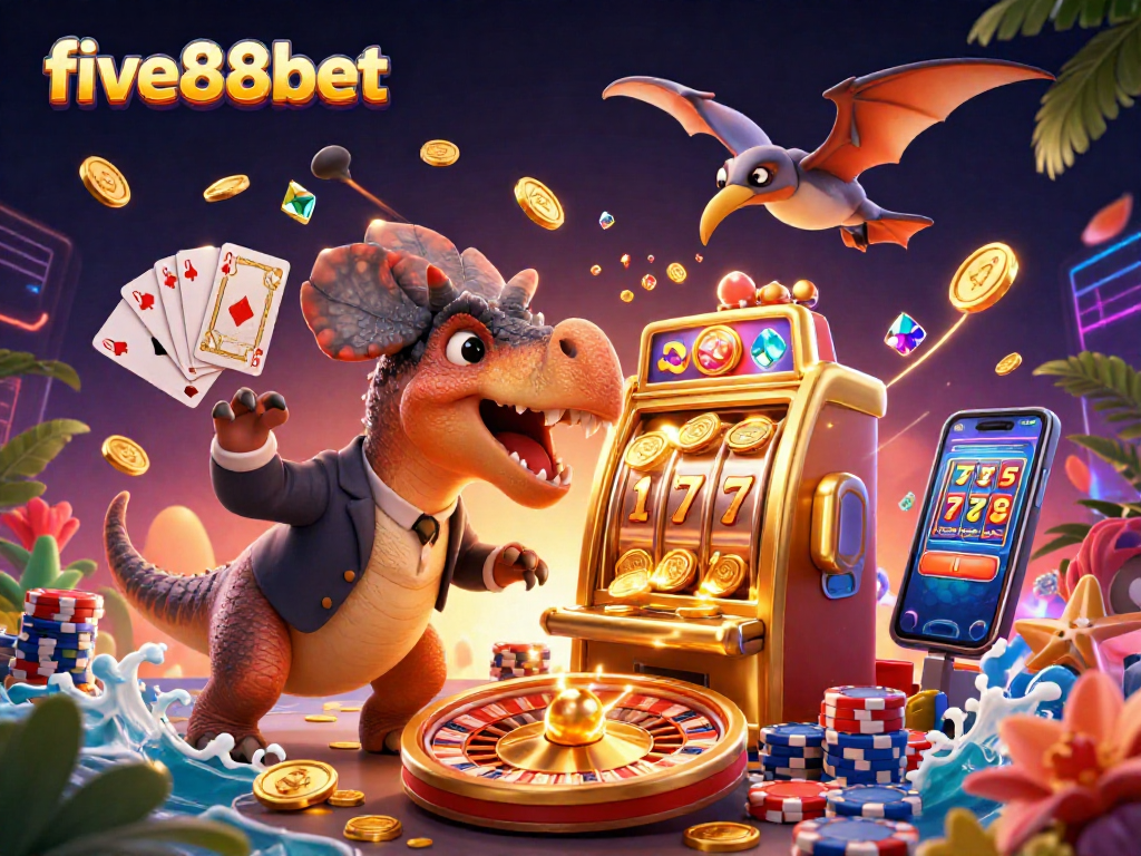 Watch five88bet's pachycephalosaurus winning jackpots at a vibrant casino.