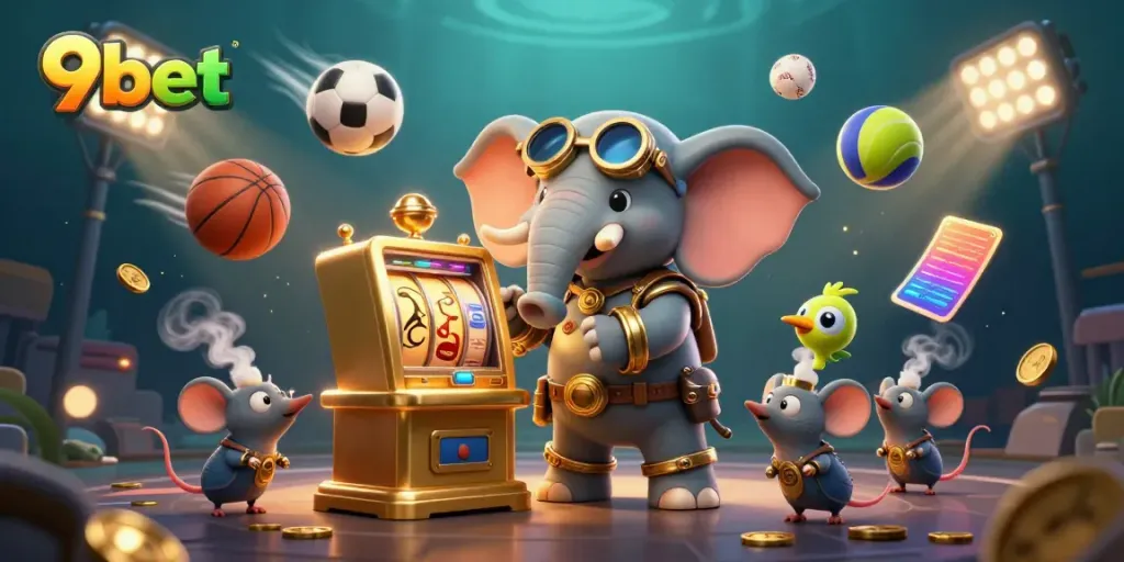 Experience thrilling gameplay with 9bet's captivating slot machine scene featuring dynamic elements and vivid details.
