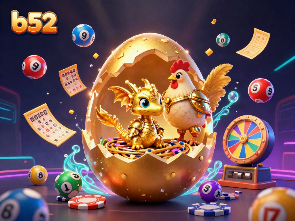 Engaging b52 casino scene featuring a golden dragon and vibrant gambling elements.