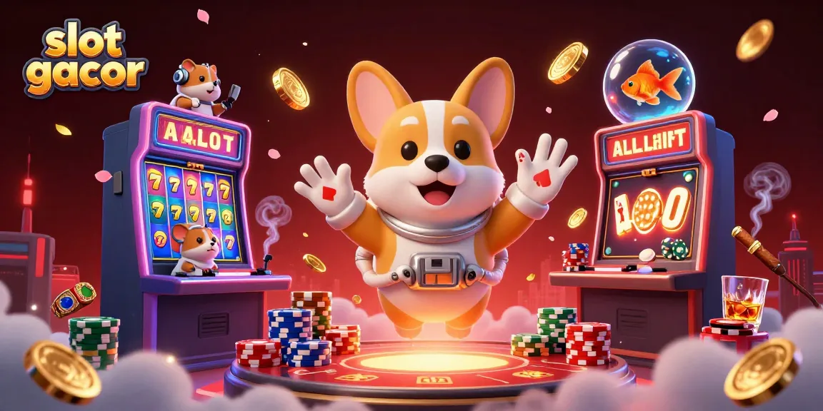 Engage with slot gacor as the astronaut corgi navigates a vibrant space casino.