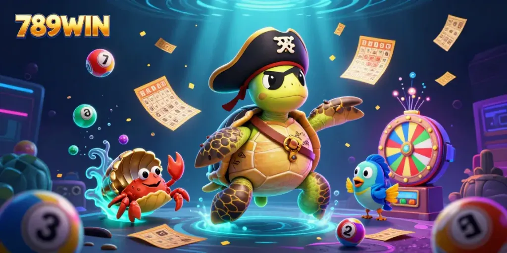 Engage with thrilling casino adventures at 789WIN featuring vibrant lottery elements and a lively underwater scene.